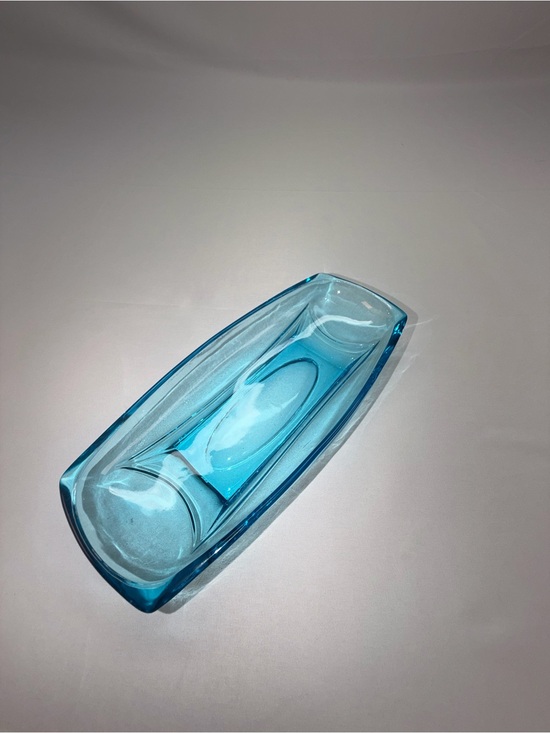 Hazel-Atlas Other - Vintage Hazel Atlas Capri Blue Glass Candy Relish Serving Dish MCM Aqua 10”